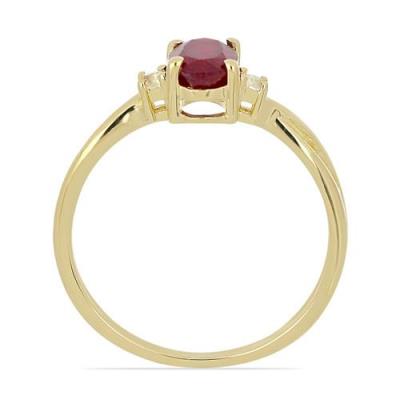 BUY NATURAL GLASS FILLED RUBY GEMSTONE CLASSIC RING IN STERLING SILVER